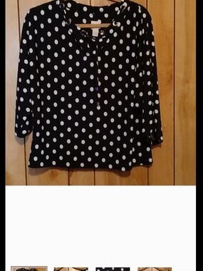 Chico's Black Blouse with White Polka Dots